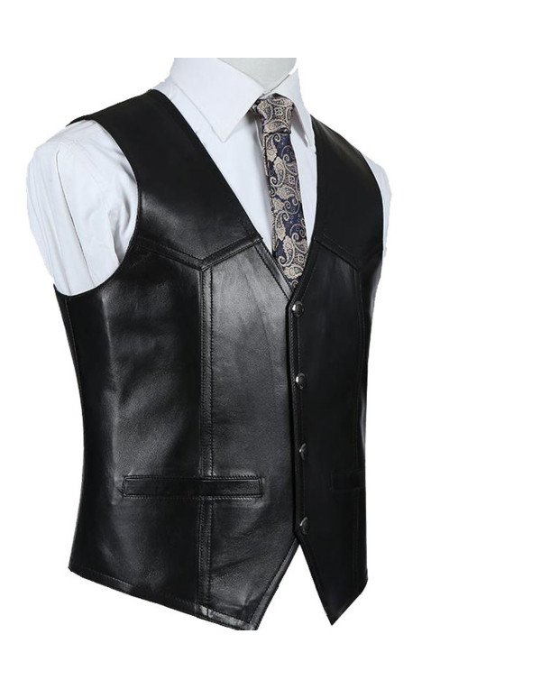 Genuine Sheep Leather Formal Waistcoat for Men in ...